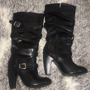 Strappy black boots